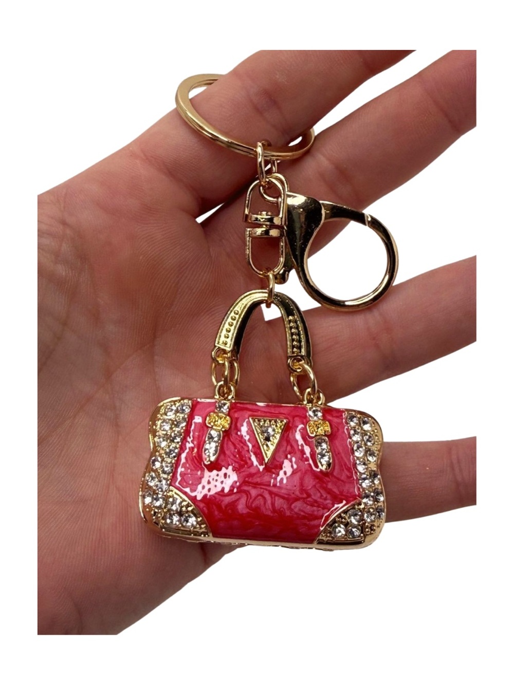 BUY NOW PICK ONE Rhinestone Purse Keychain Bag Charm Glam Patent Handbag Charm - Picture 6 of 7